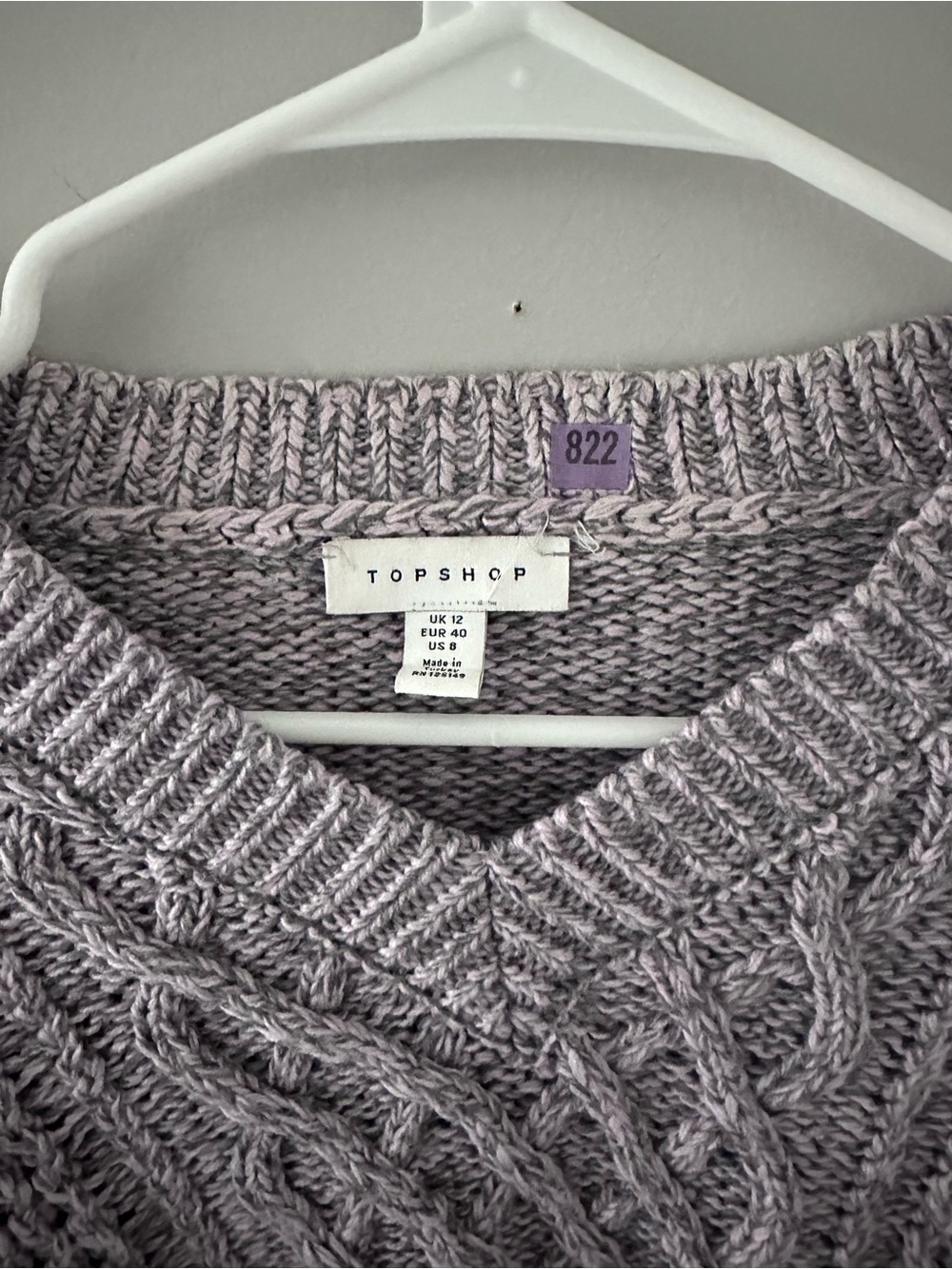 Topshop Cable-Knit V-Neck Cropped Sweater - Picture 2 of 4